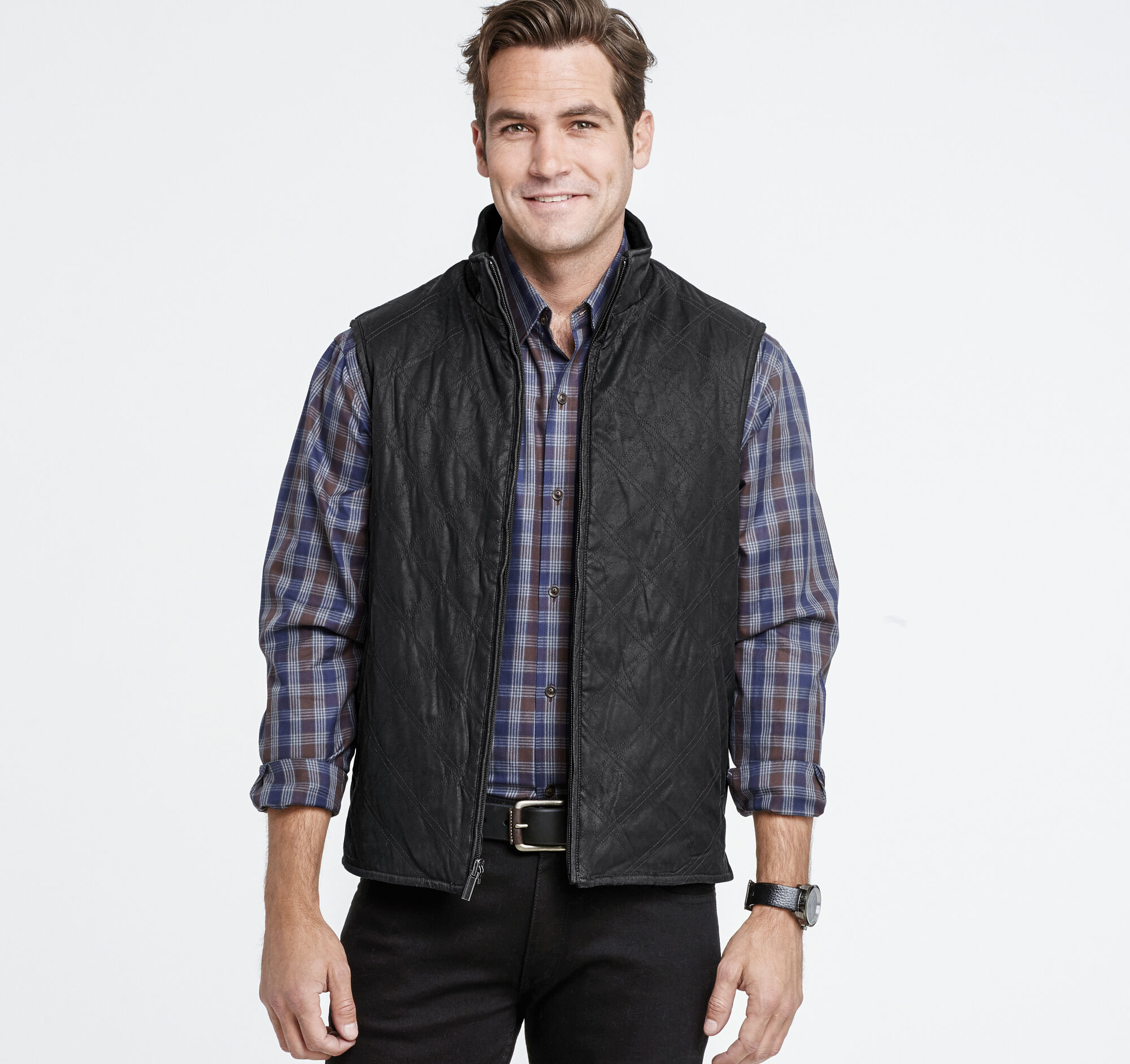 collarless quilted vest
