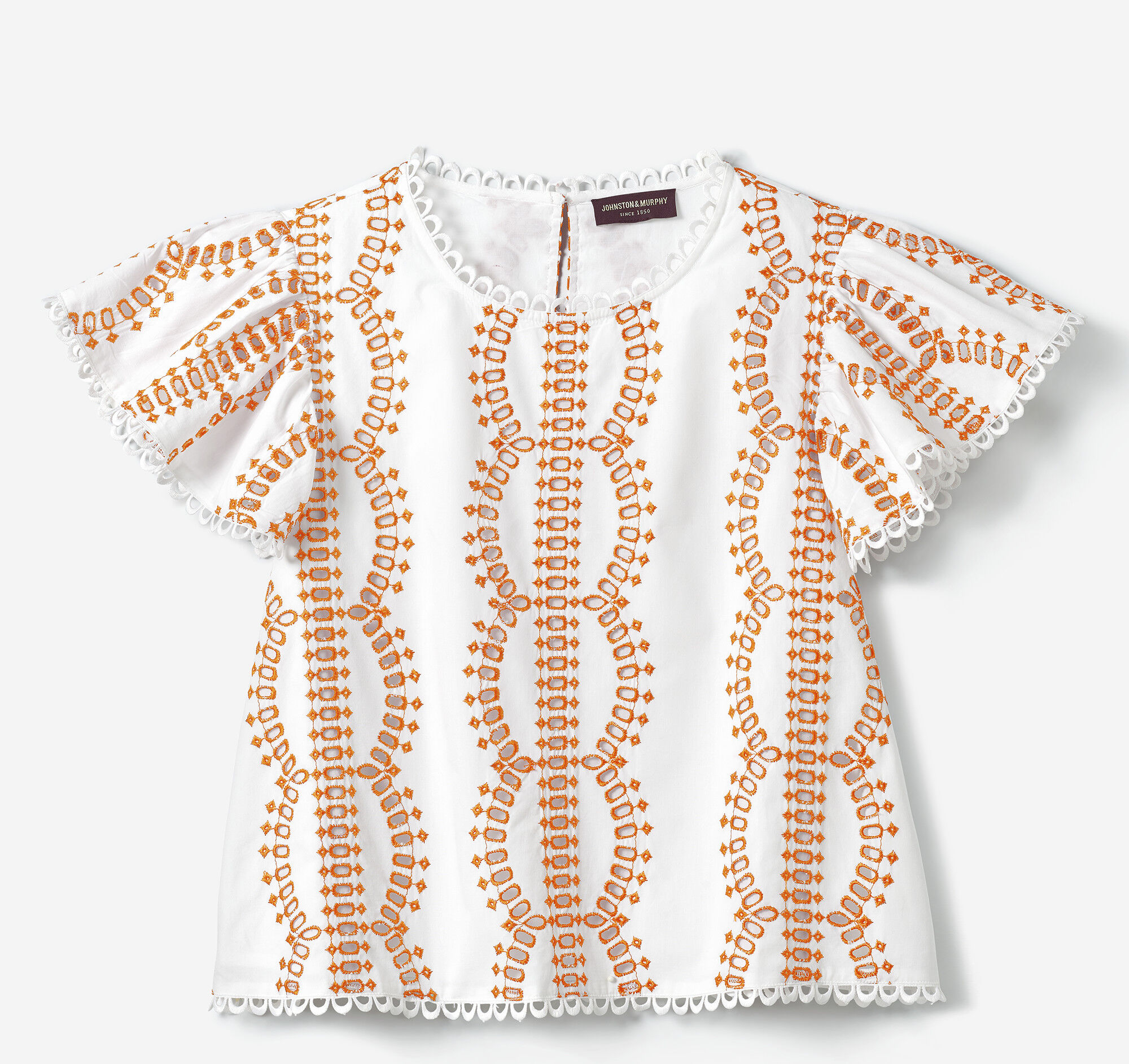 Game Day Eyelet Flutter Sleeve Top
