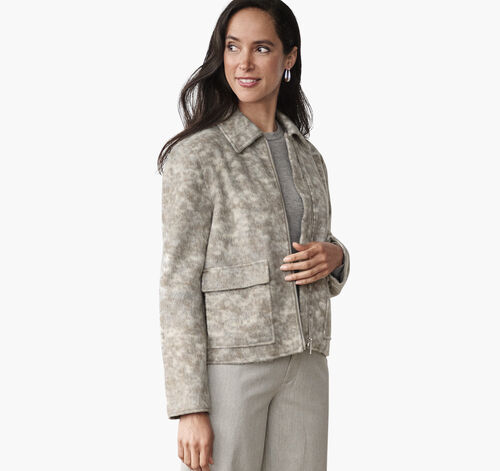 Brushed Leopard-Print Bomber Jacket - Snow Leopard Print