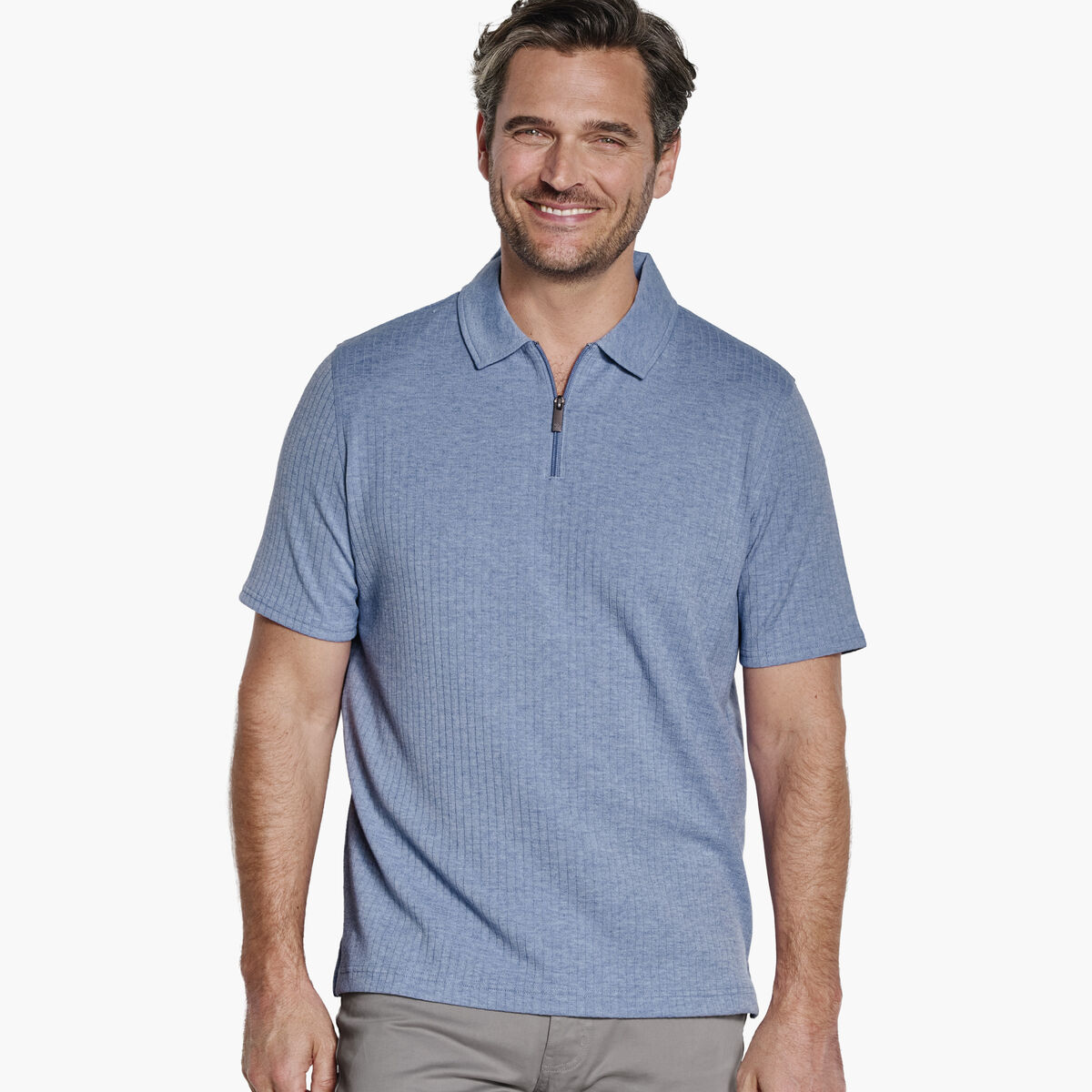 Finn Ribbed Zip Polo image number null