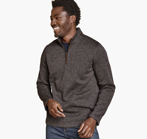 Marled Quarter-Zip - Navy/Brown