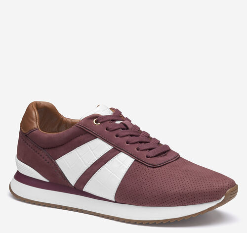 Morgan U-Throat Jogger - Wine Nubuck/White Croc-Embossed Full-Grain Leather