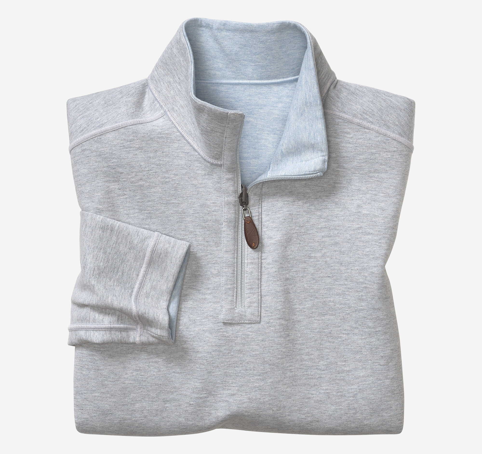 Men's Reversible Solid Quarter-Zip in Light Blue/Light Gray