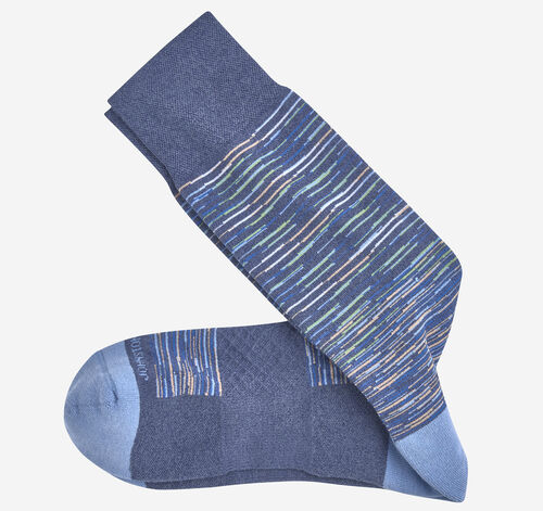 Space-Dyed Stripe Socks - Denim
