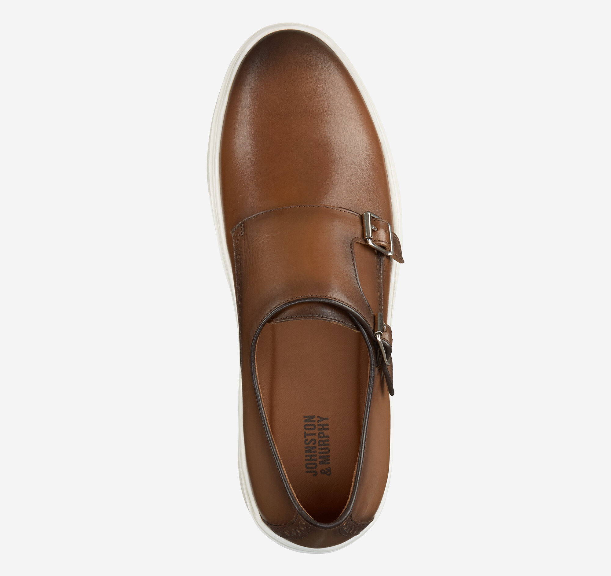 Men's Hollins Double-Buckle Monk Strap in Tan Full Grain
