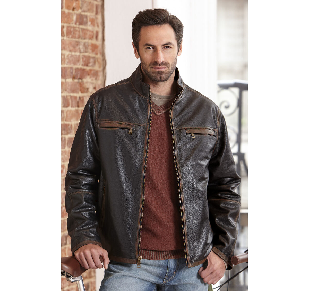 Distressed Moto Jacket image number null