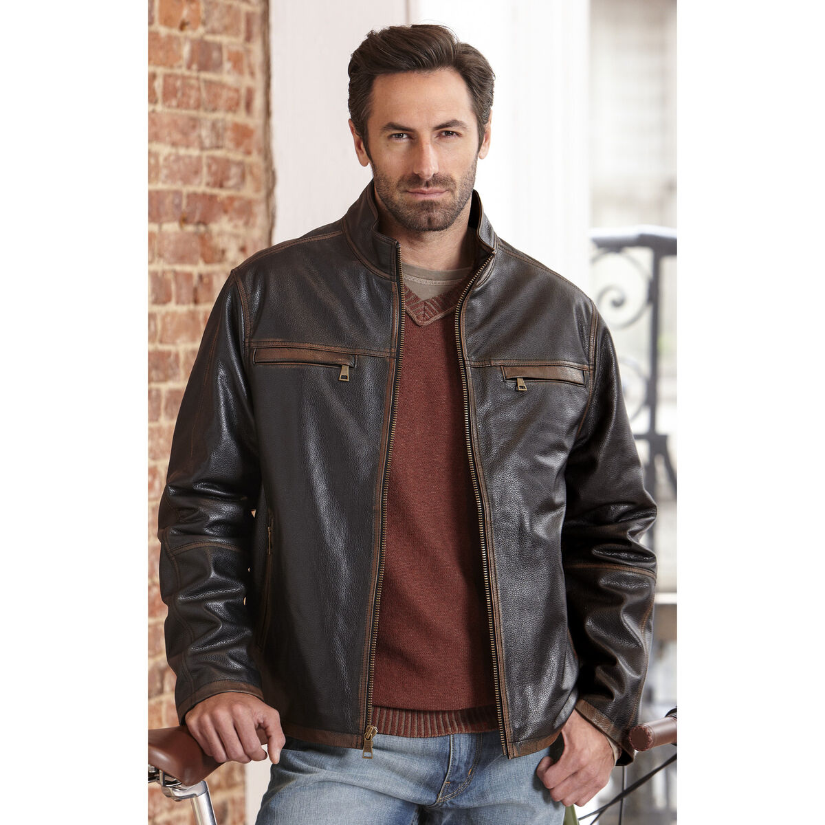 Distressed Moto Jacket image number null
