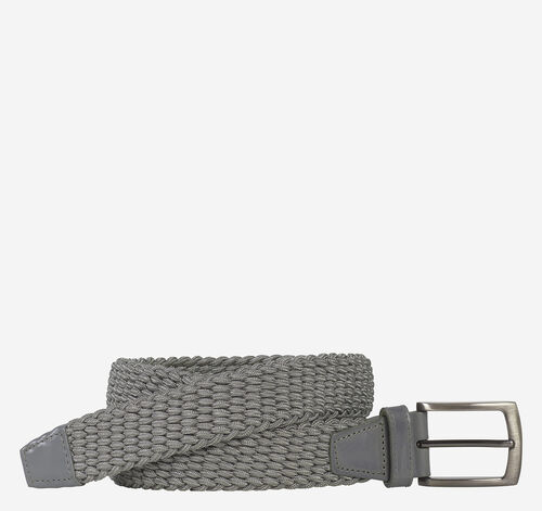 Woven Stretch-Knit Belt - Gray