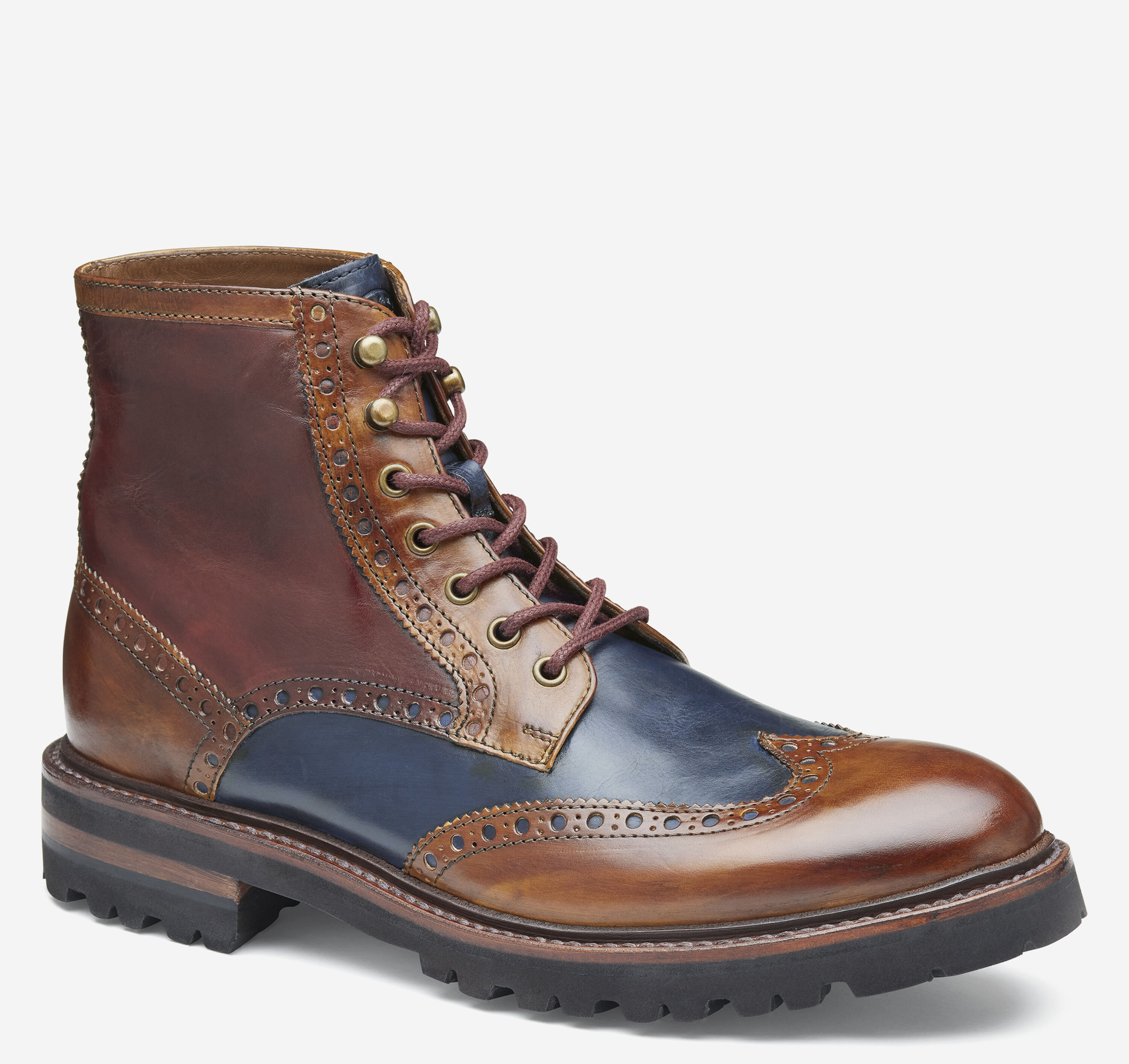 DOLCE & GABBANA Size 12 Brown Black Wingtip Leather Hike Boots DOLCE & GABBANA Size 12 Brown Black Wingtip Leather Hike Boots main image 3