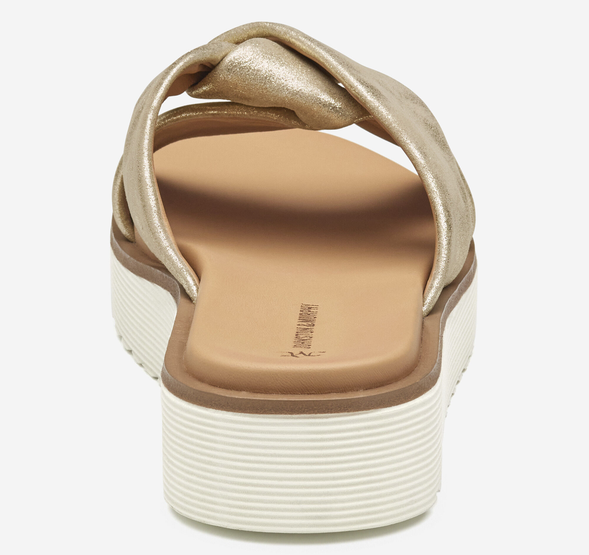 Women's Mitzi Knotted Slide in Champagne Metallic Kid Suede