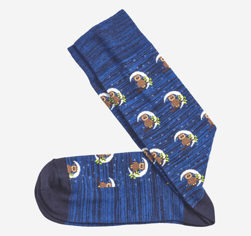 Space-Dyed Novelty Socks - Navy Night Owl