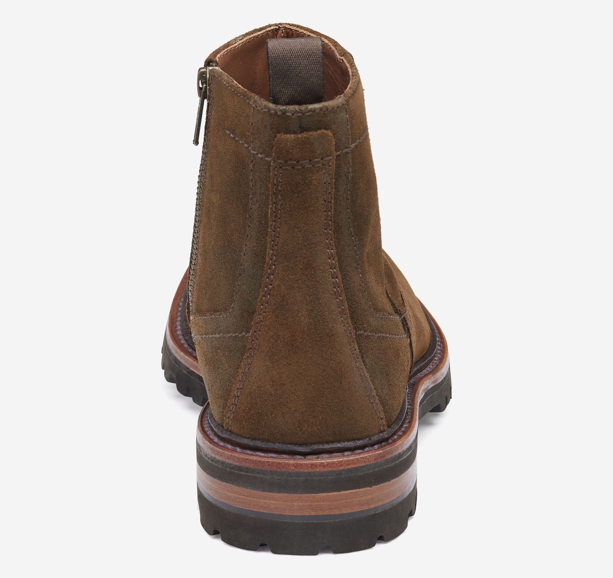 Men's Dudley Lug Zip Boot in Brown Waxed English Suede | Johnston