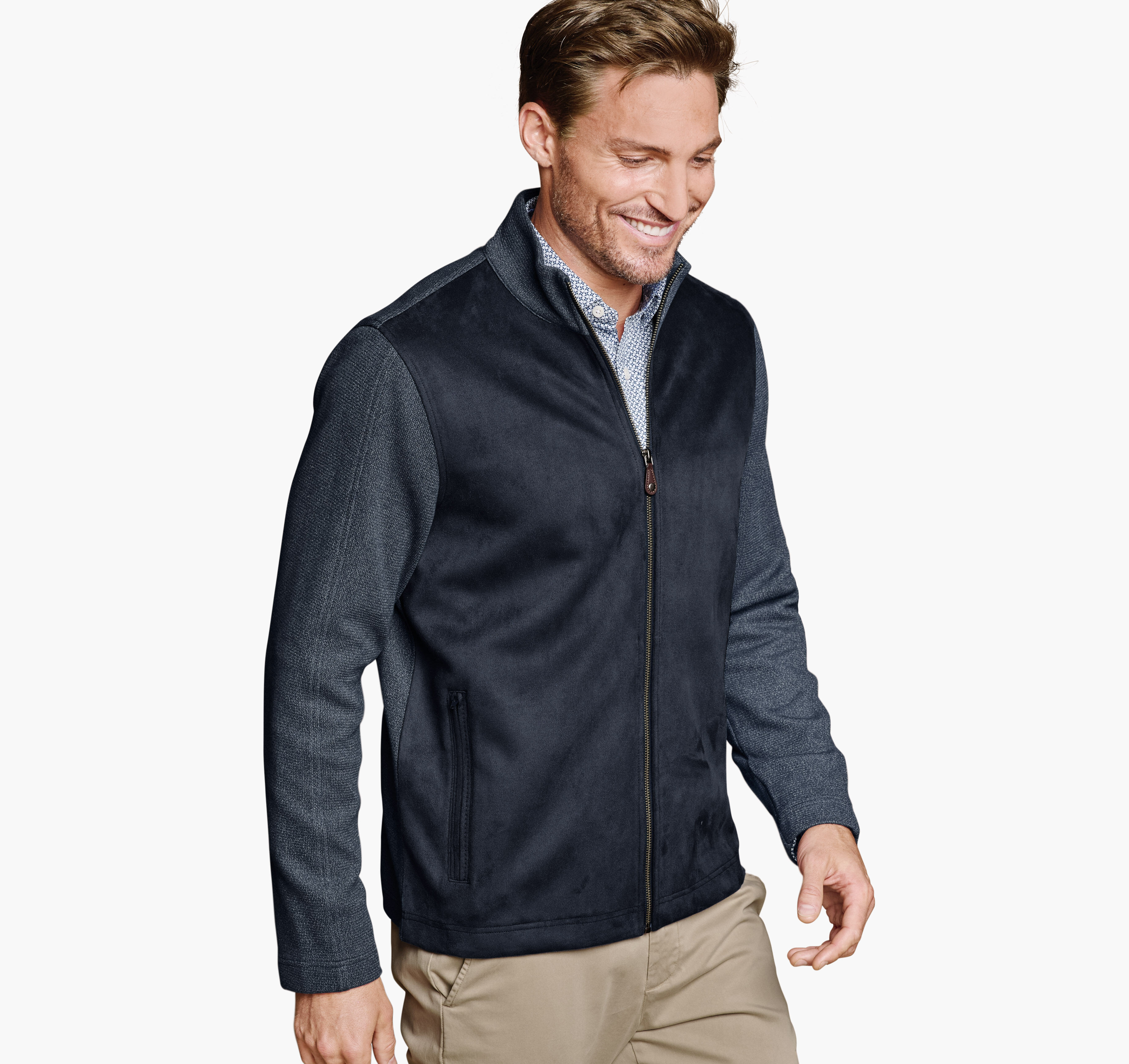Faux-Suede Full-Zip
