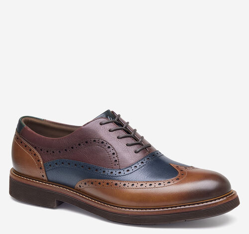 Tyson Wingtip - Tan/Navy/Burgundy Hand-Finished Full-Grain Leather