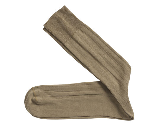 Pima Cotton Ribbed Socks - Tan