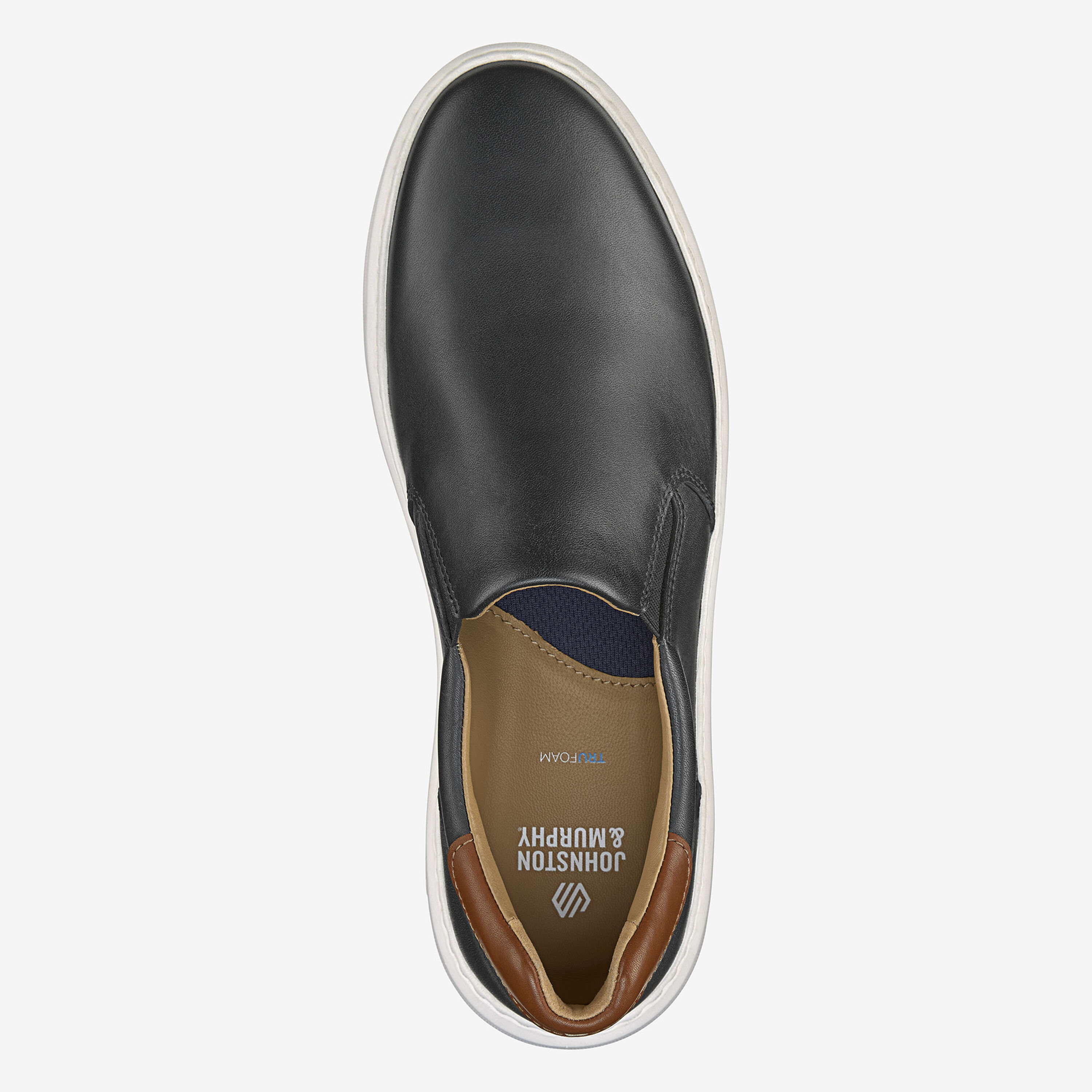 Johnston & Murphy Dark Leather Slip-Ons Johnston & Murphy Loafer Shoes 8.5 M Black Sheepskin Shuler  main image 2