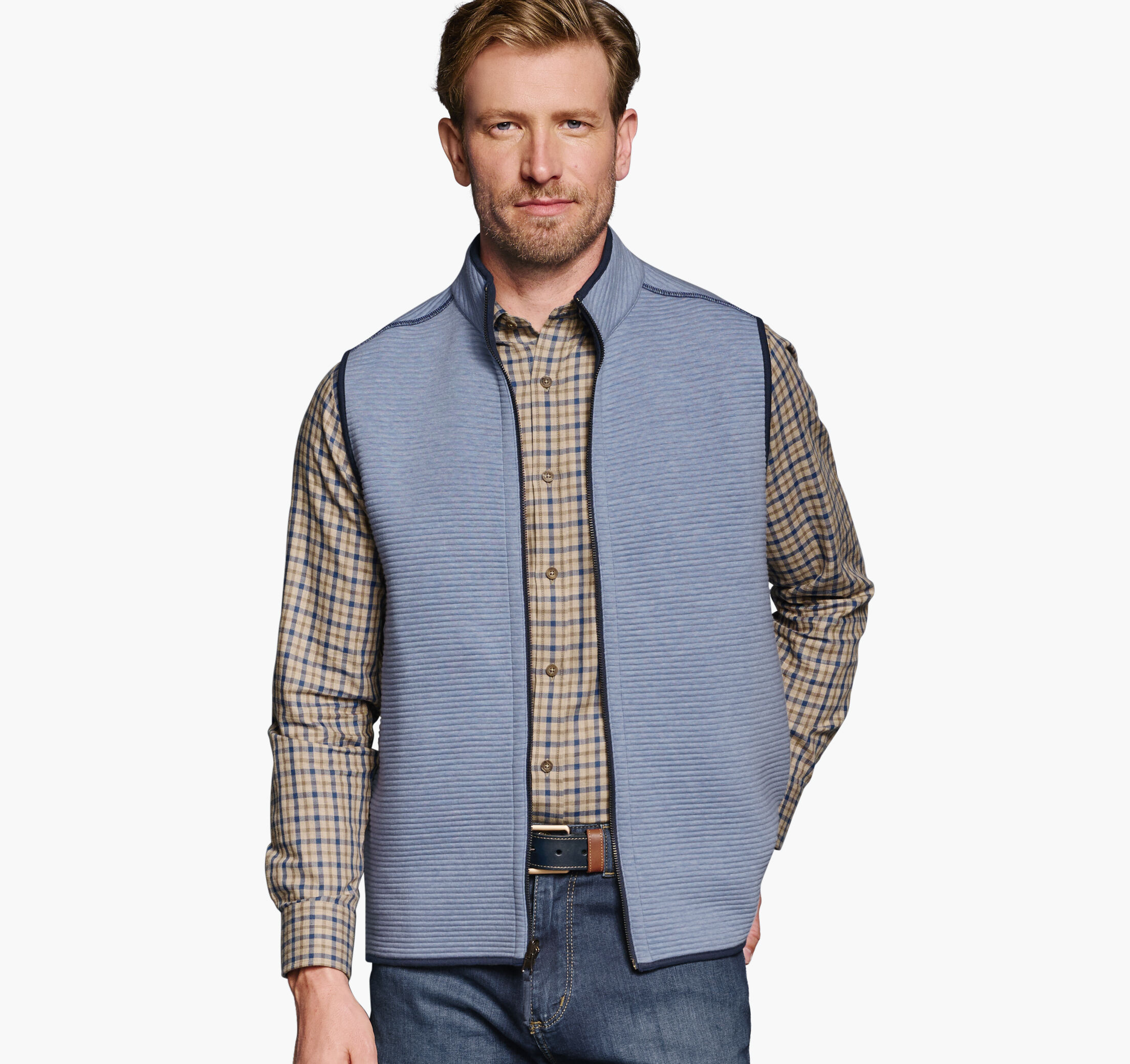 Men's Reversible Channel Quilted Vest | Johnston & Murphy