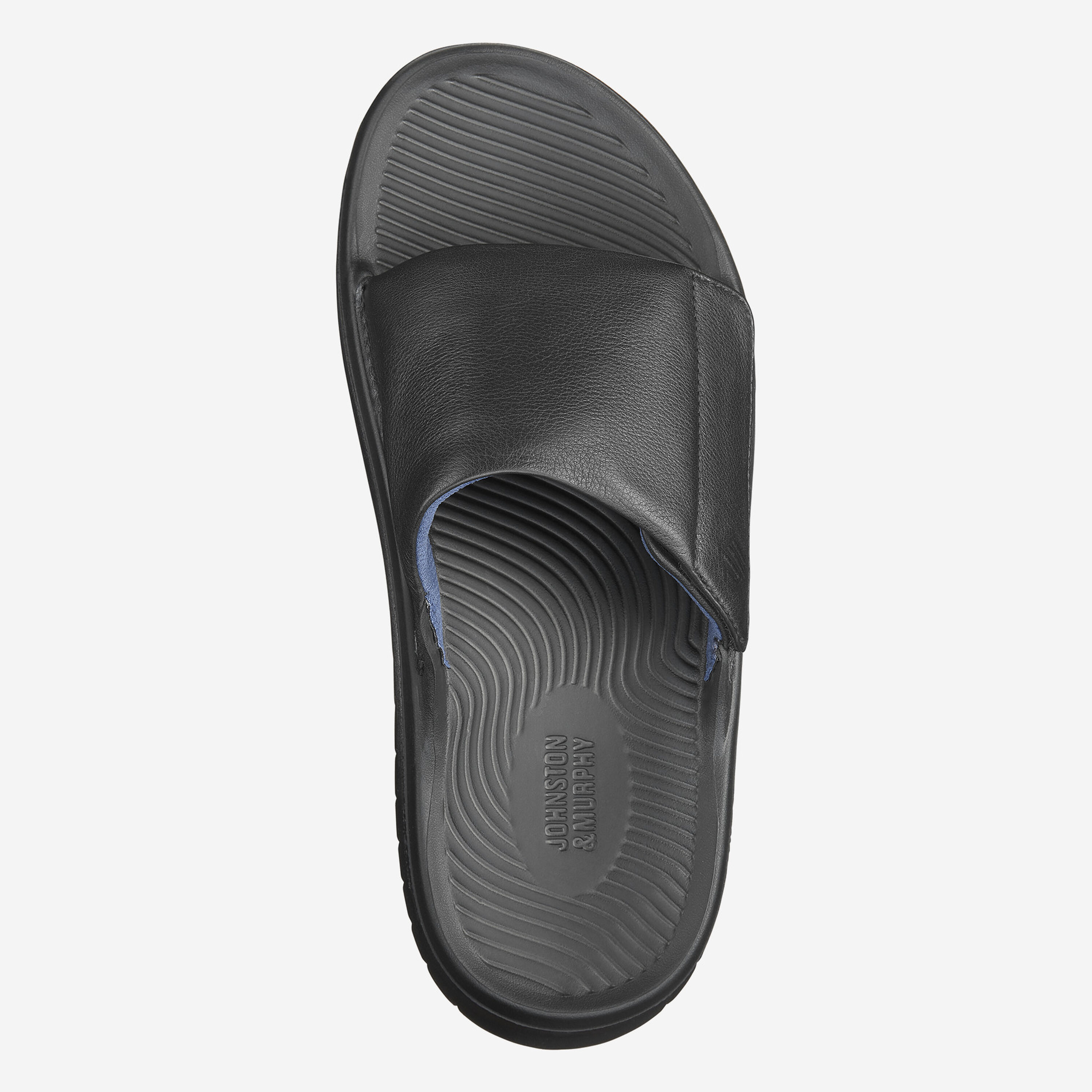 Johnston & Murphy Mens 9M Black Leather Slide Sandals Slip On Flat Heel Casual Johnston & Murphy Black Sandals for Men for sale | eBay main image 4