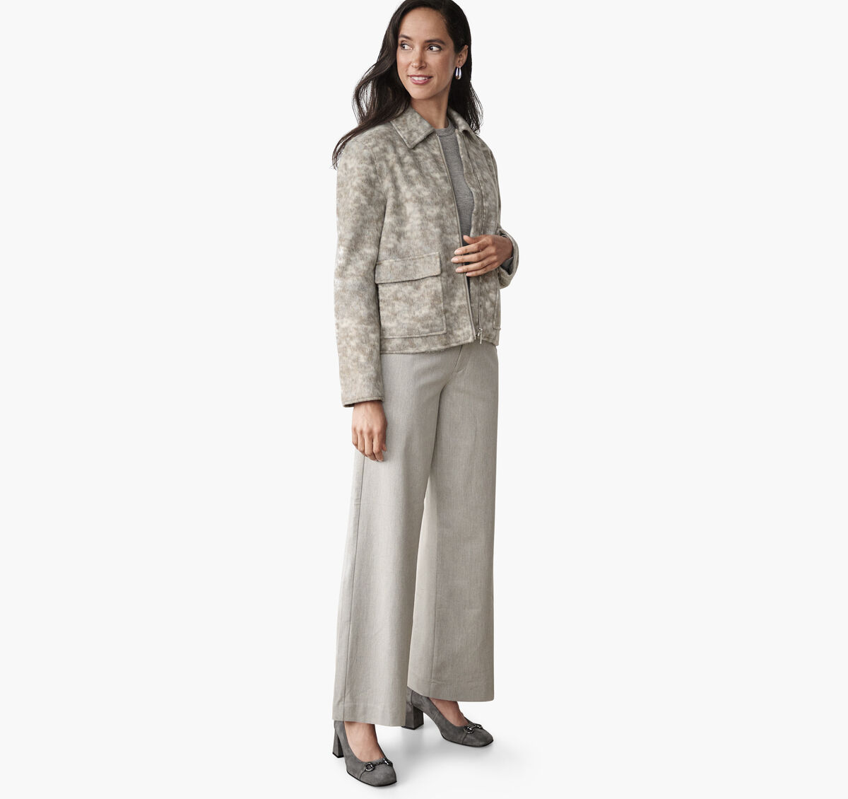 Brushed Leopard-Print Bomber Jacket image number null