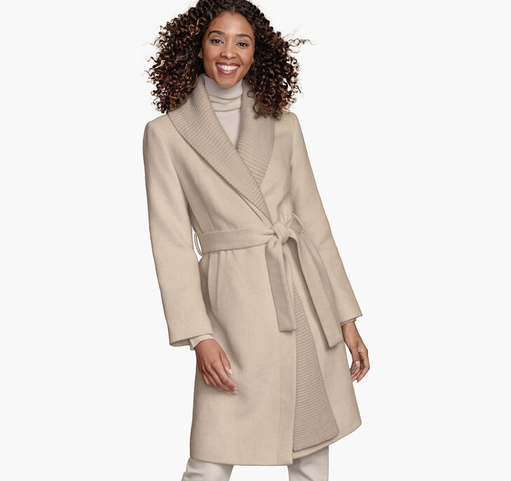 Wool-Blend Coat with Removable Knit Collar preview