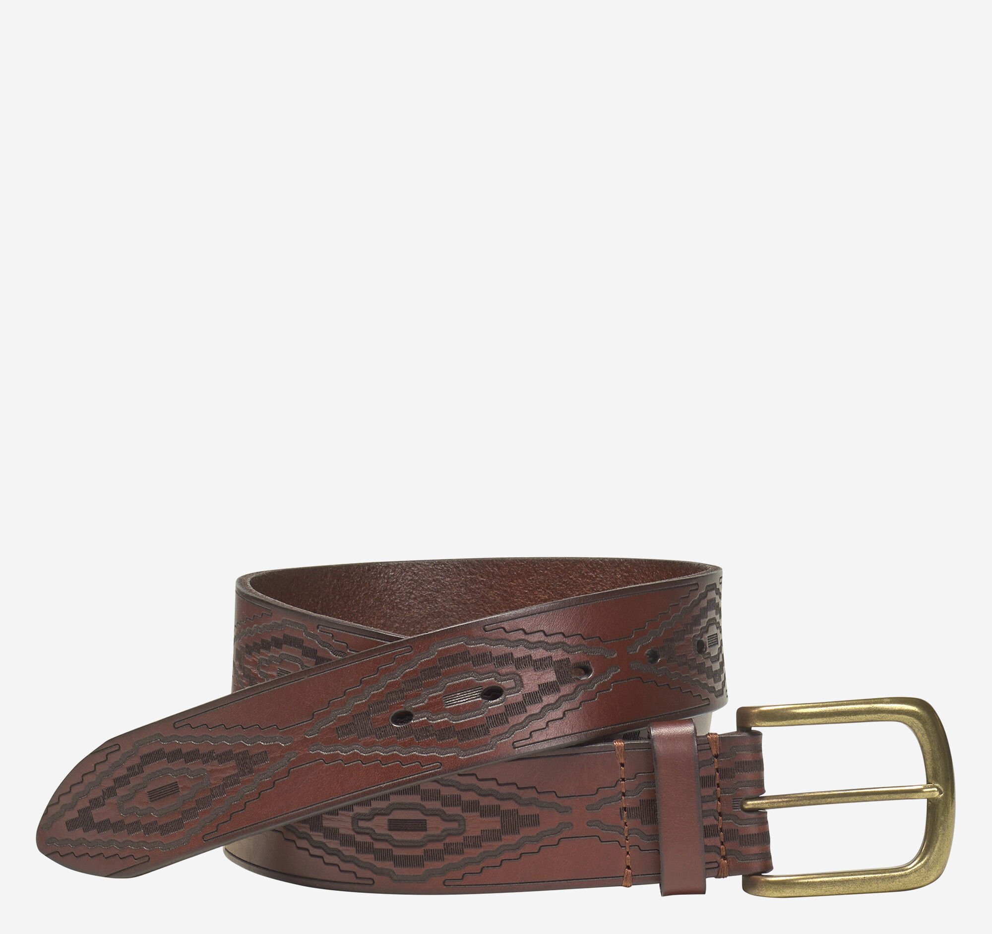 Western Diamond Embossed Leather Belt
