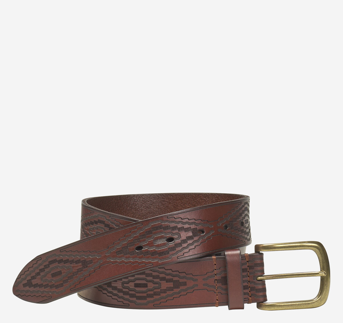 Western Diamond Embossed Leather Belt image number null