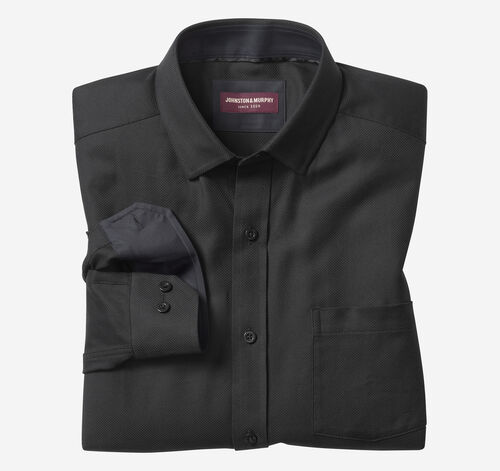 Long-Sleeve Dress Shirt - Black Birdseye