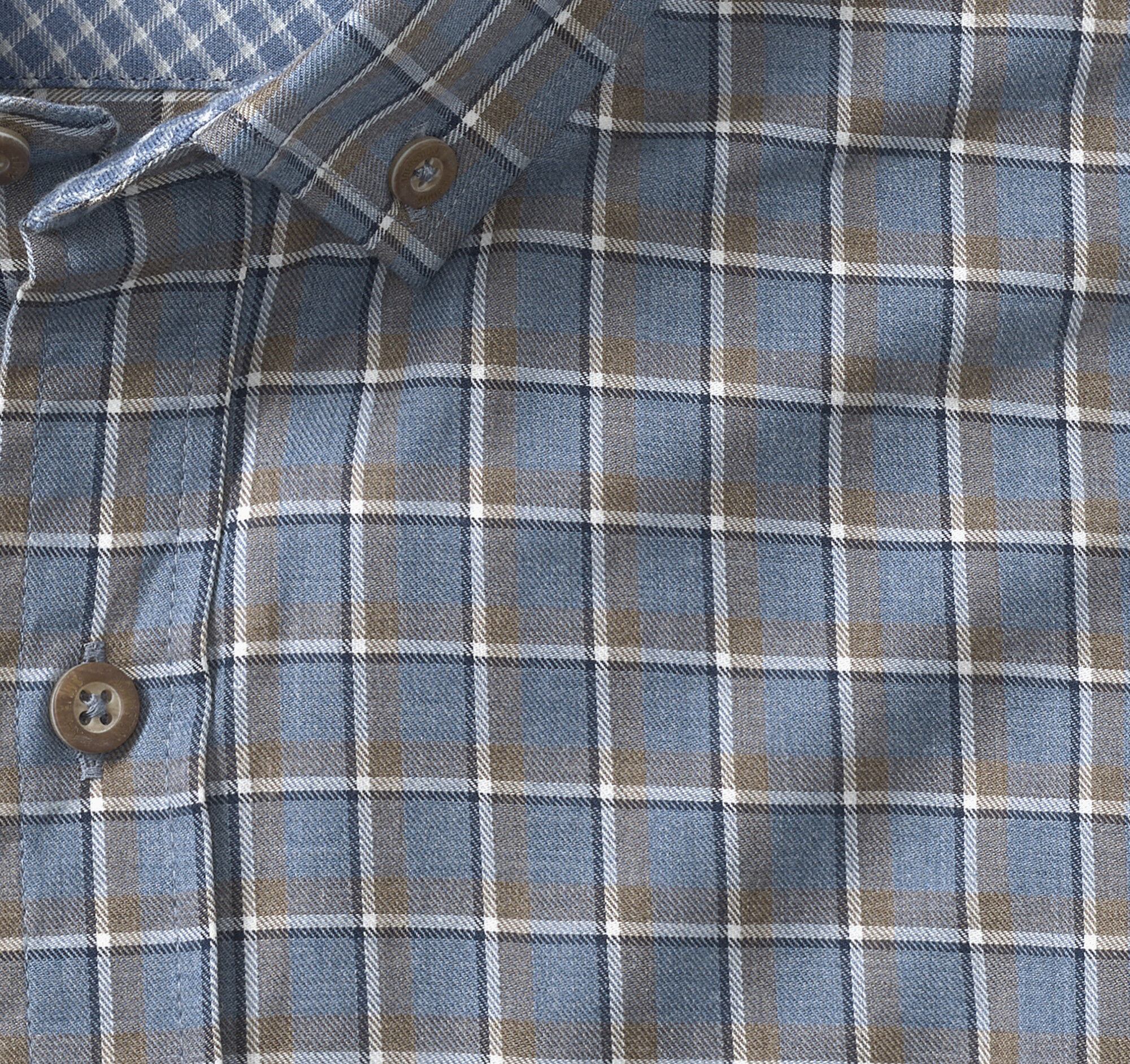 Men's Heathered Woven Shirt in Blue Melange Outlined Grid