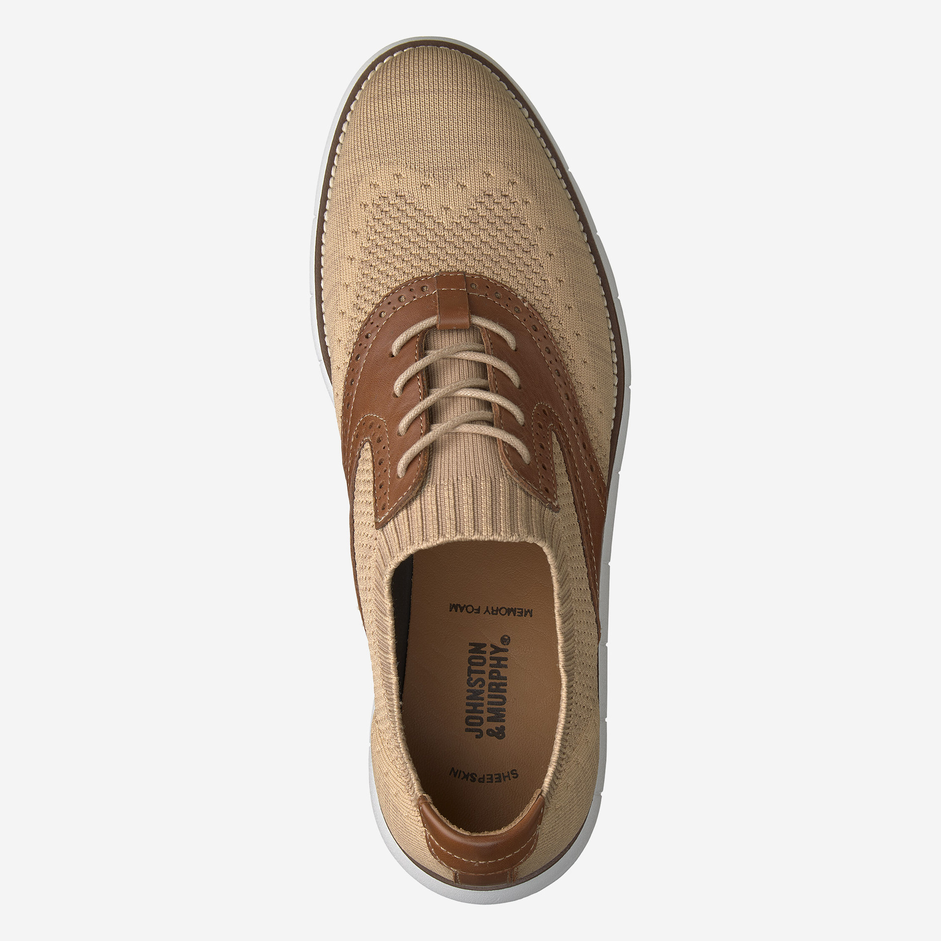 JOHNSTON & MURPHY Mens Sz 11M Holden Knit Wingtip Oxford Shoes TAN/BROWN 20-8386 Men main image 2