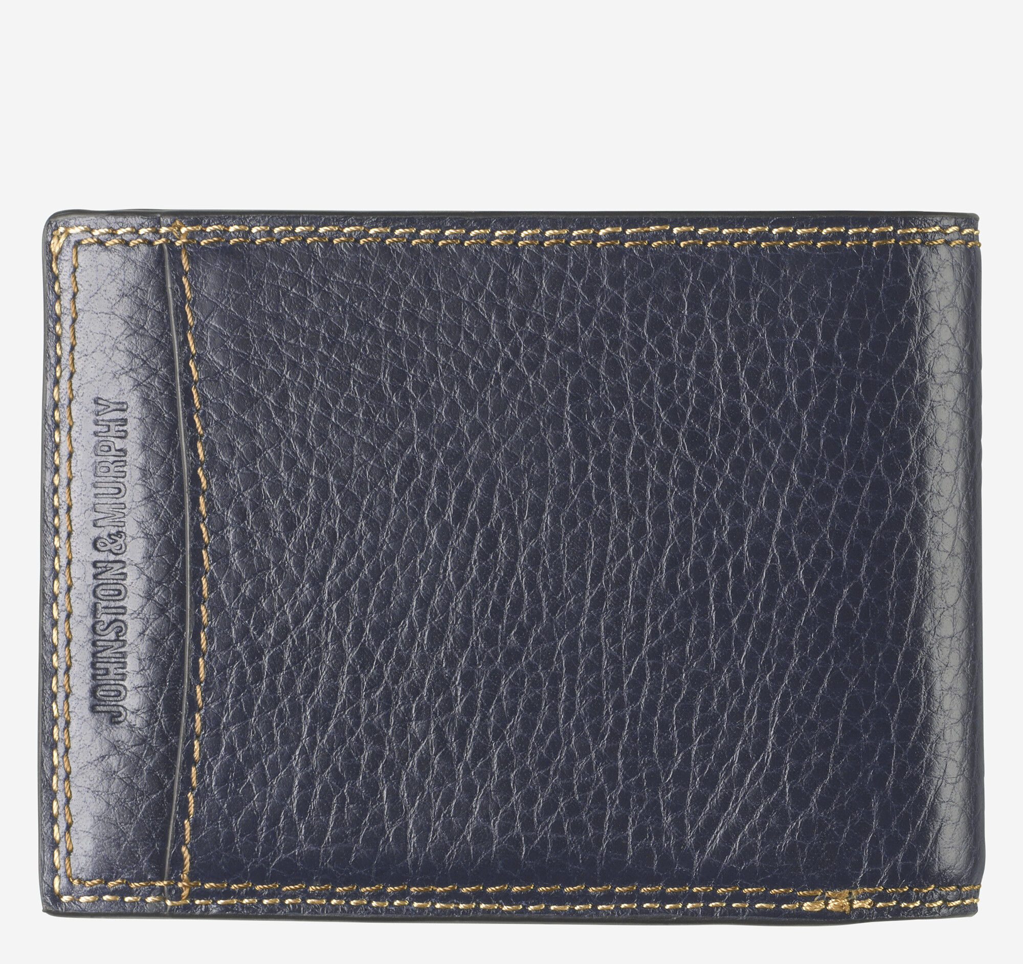 Men's Double Contrast Stitch Billfold Wallet in Navy | Johnston