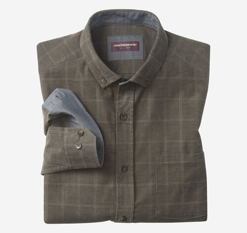 Sherwood Corduroy Shirt - Olive Plaid