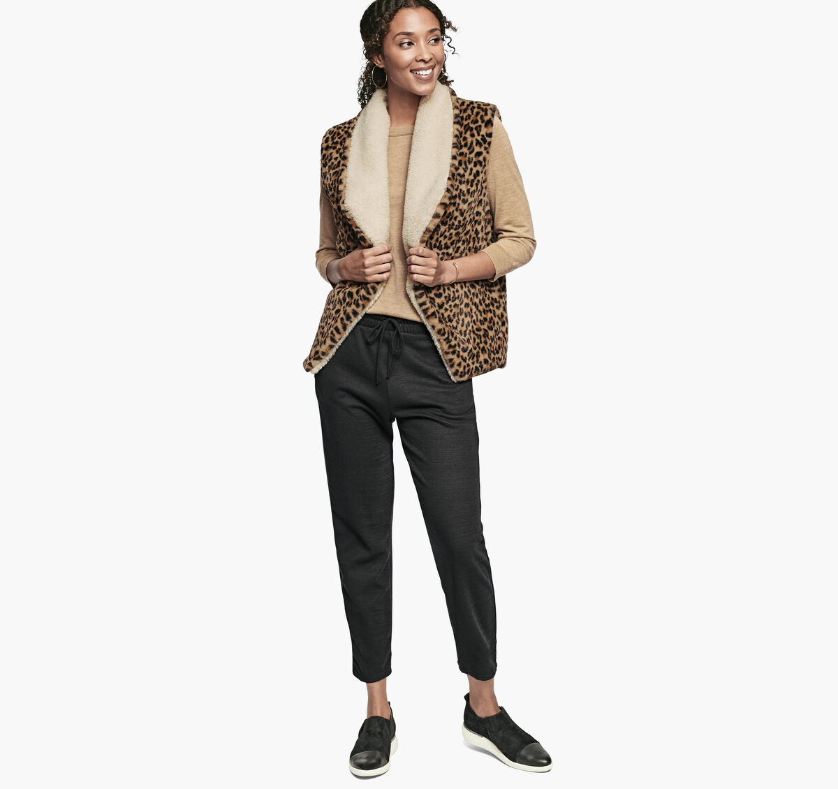 Reversible Animal-Print Faux-Fur/Sherpa Vest image number null