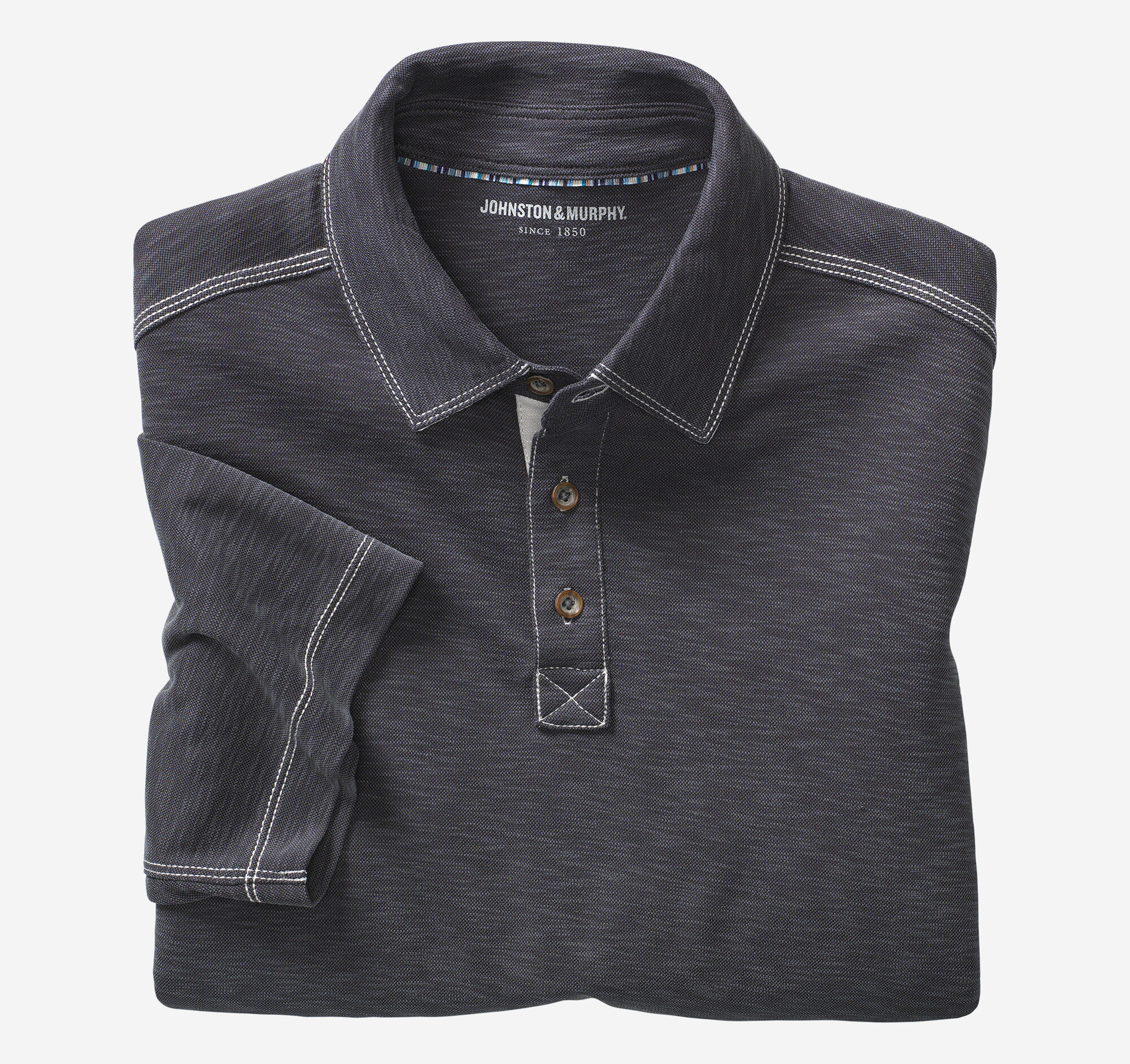 Men's Vintage Slub Polo in Charcoal | Johnston & Murphy