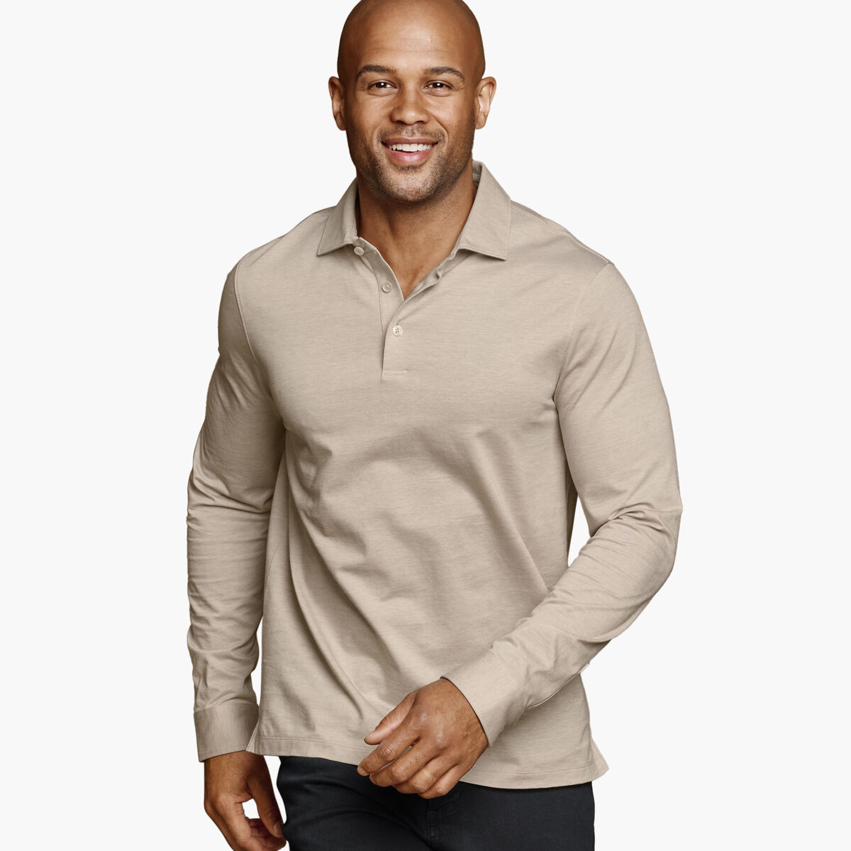 Herringbone Long-Sleeve Polo image number null