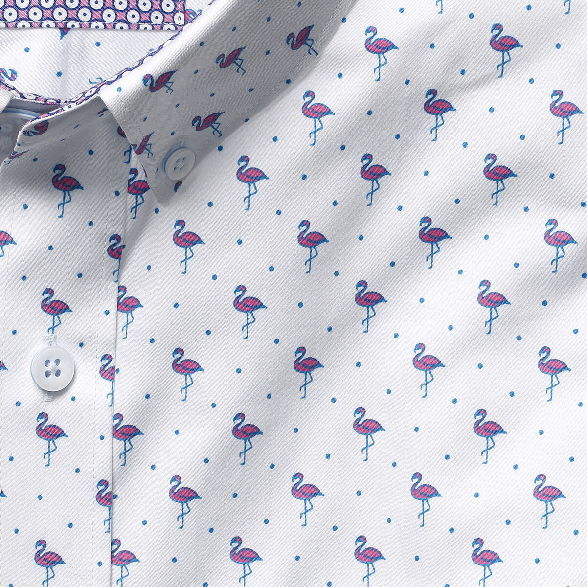 Flamingo Print Short-Sleeve Shirt image number null