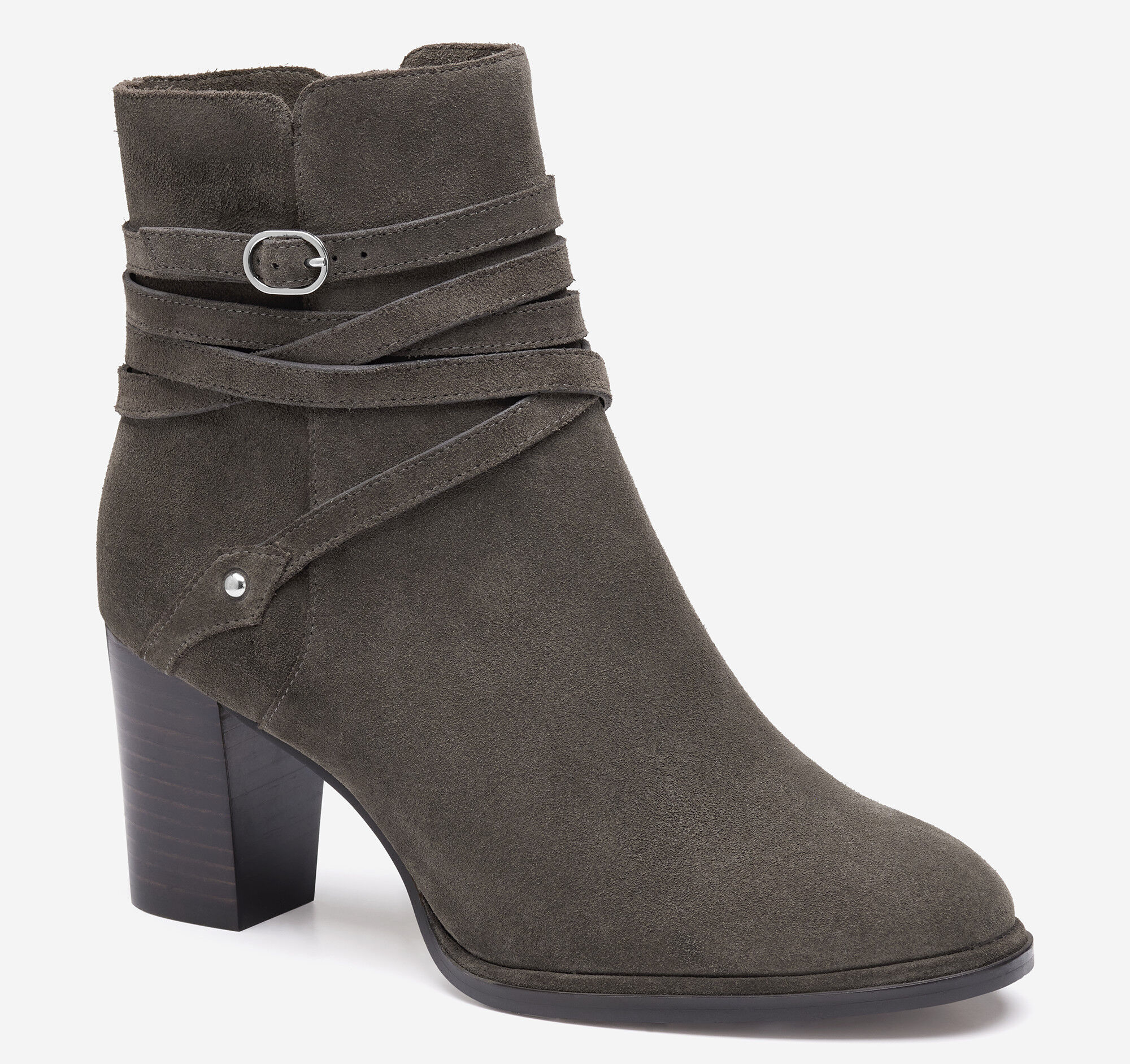 (取寄) ジョンストン&マーフィー レディース エイミー ベルテッド ブーティ Johnston & Murphy women Amy Belted Bootie Dark Grey Women's Amy Belted Bootie in Dark Gray Suede | Johnston & Murphy