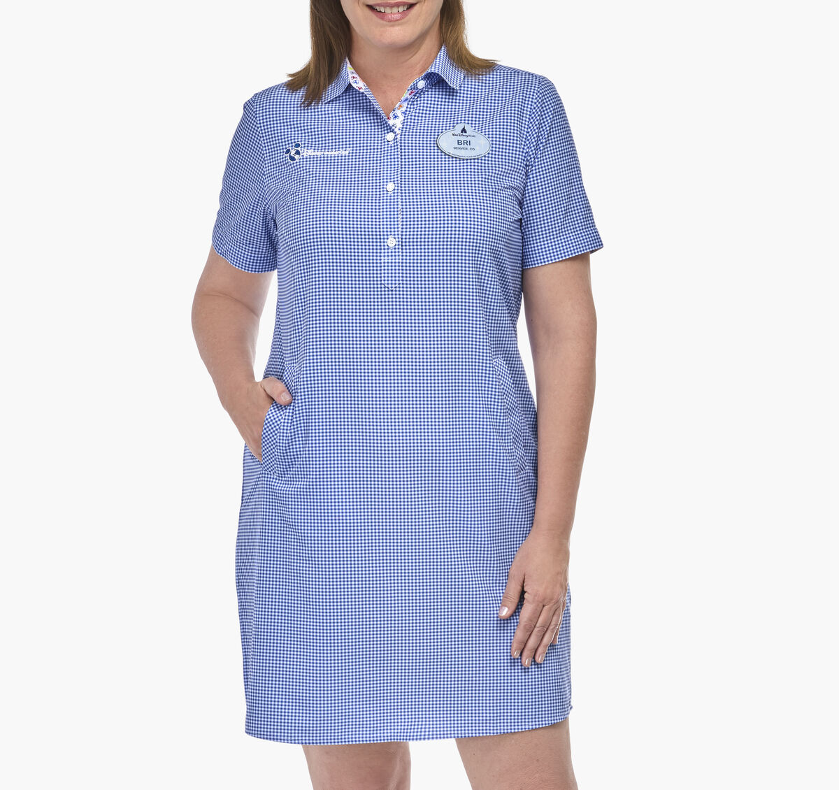 Women's Short Sleeve Popver Gingham Dress image number null