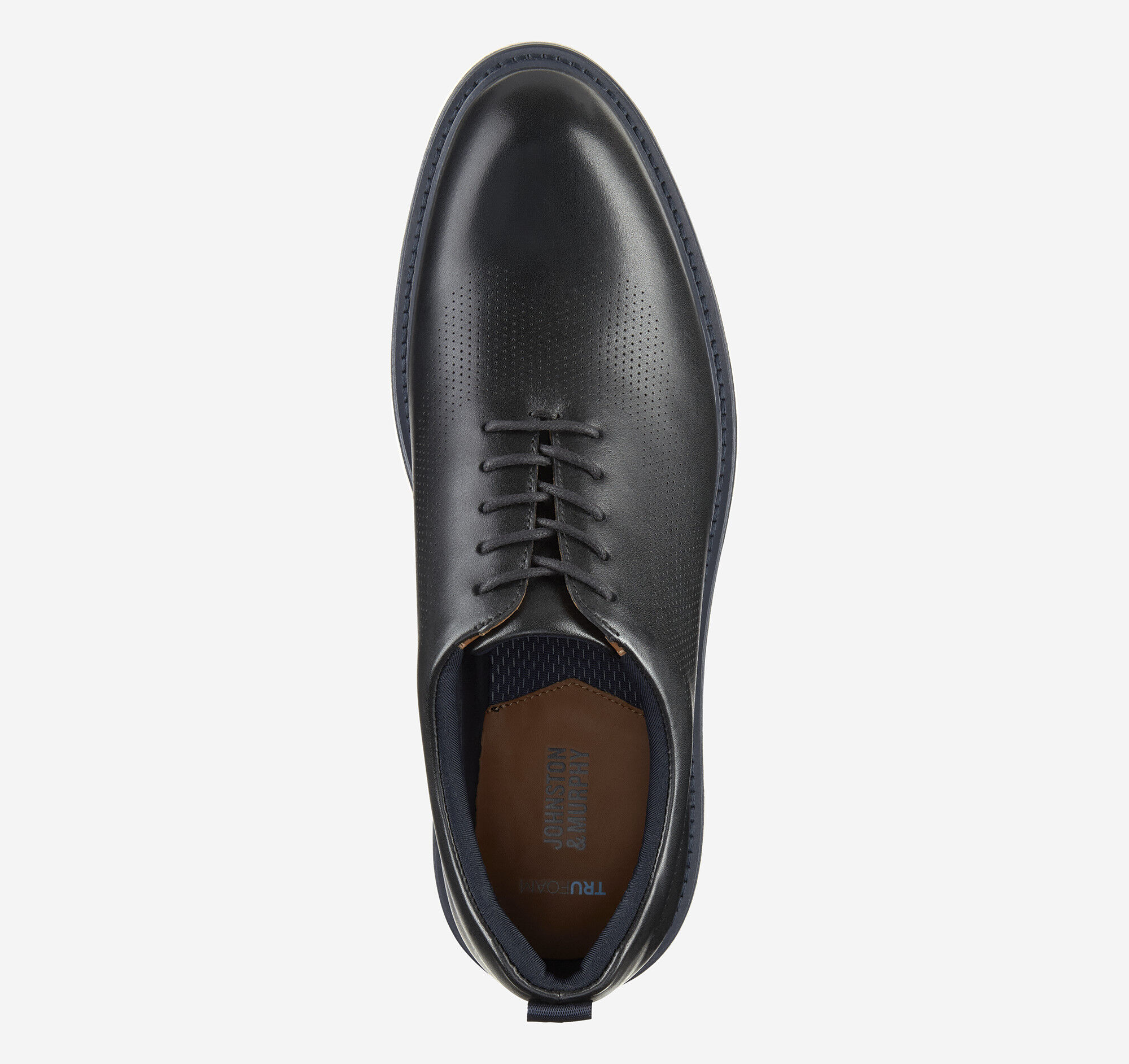 Men's Upton One-Piece Perfed Plain Toe in Black Full Grain Leather