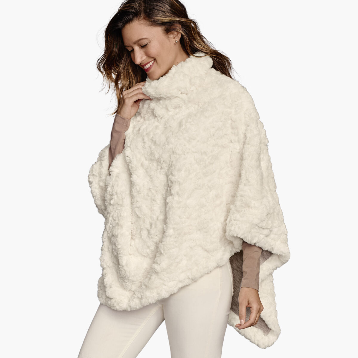 Reversible Faux-Fur Poncho image number null