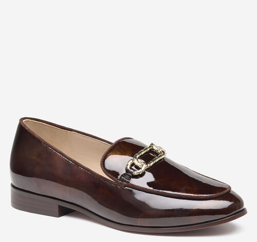 Ali Chain Loafer - Dark Brown Brushed Italian Patent Leather