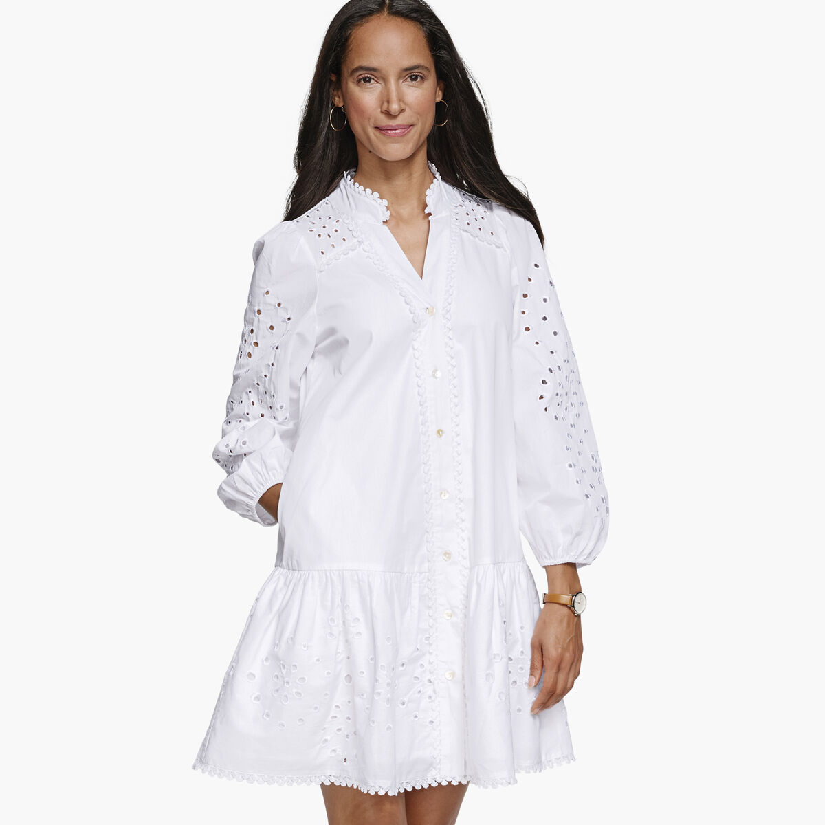 Button-Front Eyelet Dress image number null