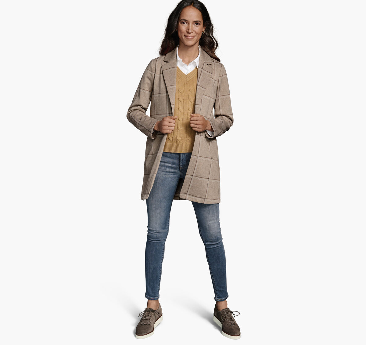 Windowpane Knit Blazer image number null