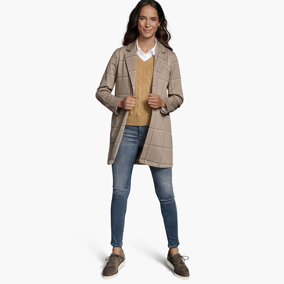 Windowpane Knit Blazer image number null