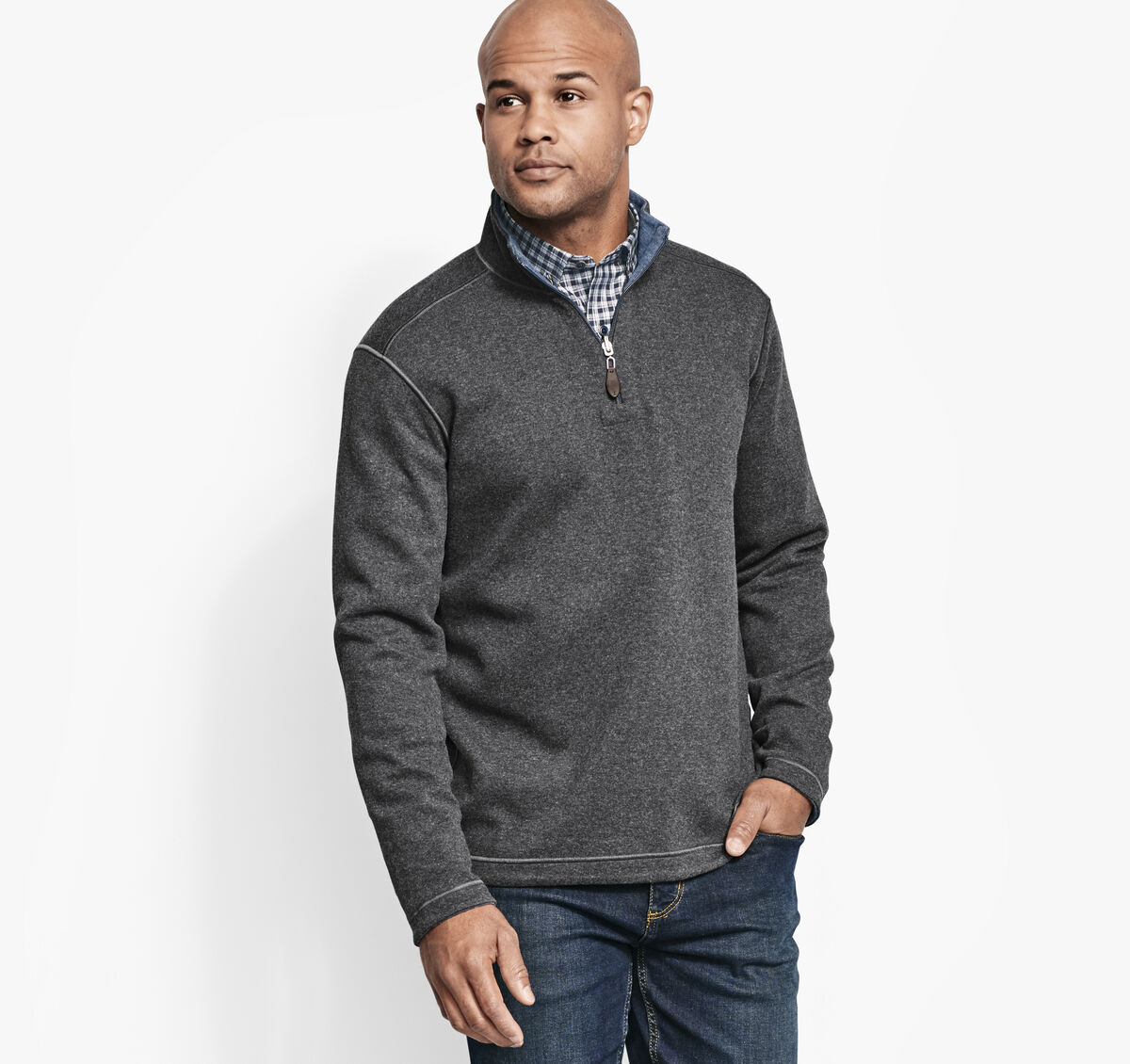 Reversible Solid Quarter-Zip image number null