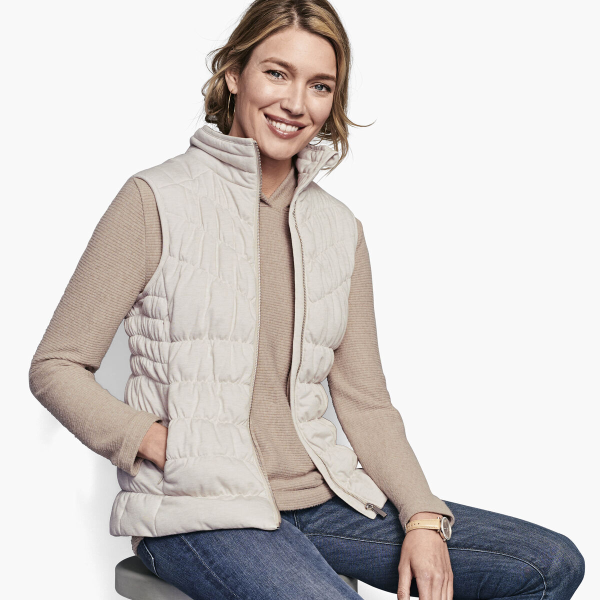 Quilted Knit Vest image number null