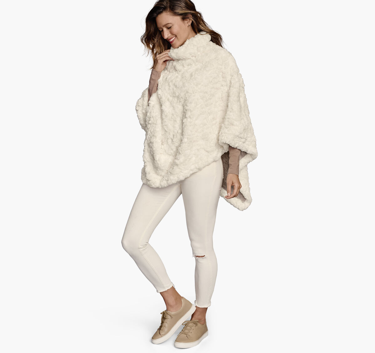 Reversible Faux-Fur Poncho image number null