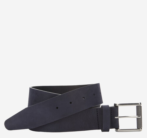 Nubuck Roller-Buckle Belt - Navy