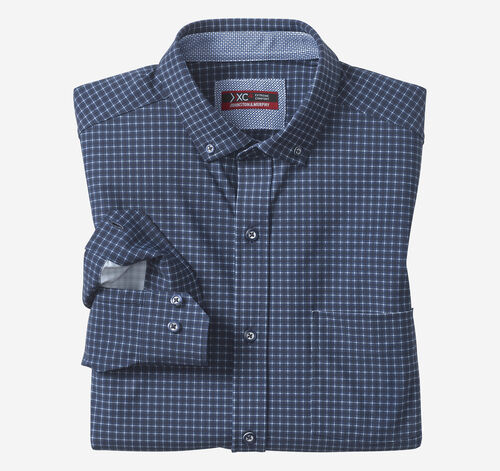 XC4® Motion Long-Sleeve Sport Knit Shirt - Navy Twill Check