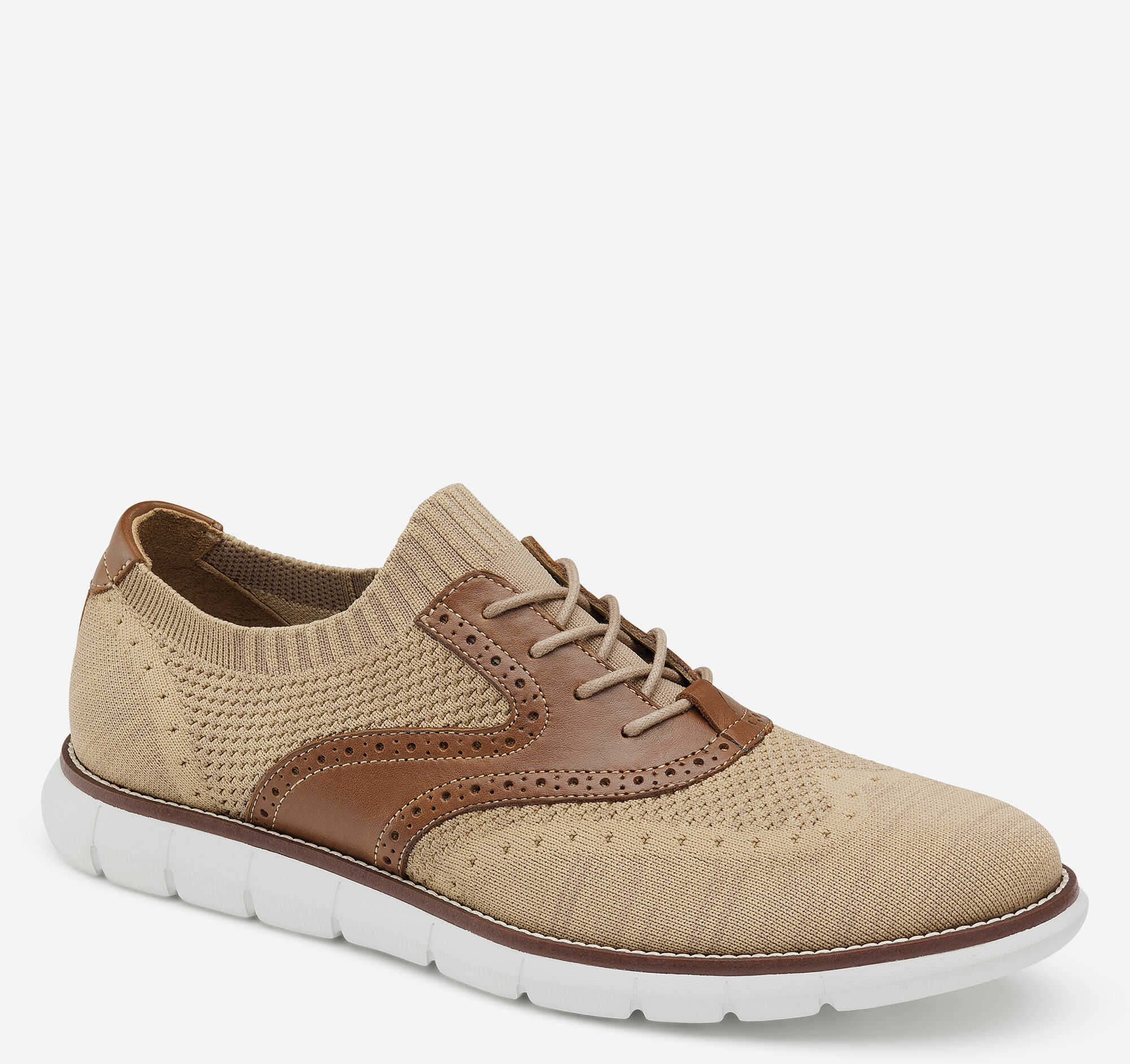 Johnston \u0026 Murphy Men's Holden Knit Wingtip Shoes - Beige - Size 8.5