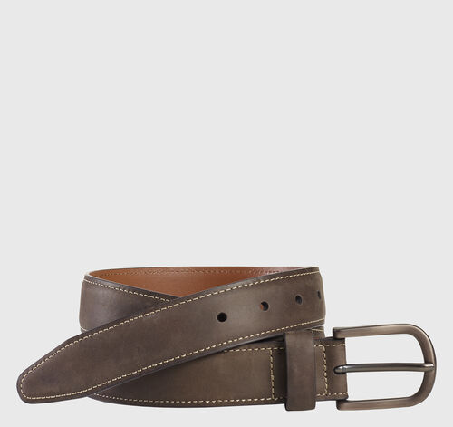 Oiled Contrast Stitched Belt - Brown